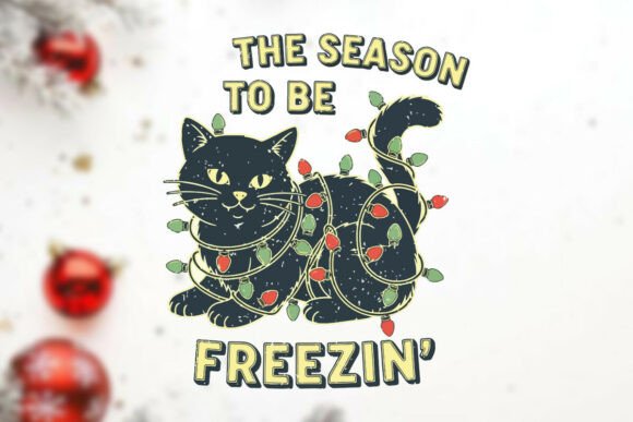 A Black Cat Tangled in Christmas Lights