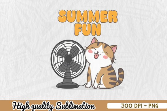 Adorable Cat Enjoying Summer Fun PNG