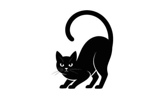 Black Cat Arched Back Silhouette
