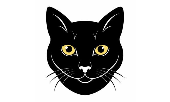 Black Cat Head Vector Illustration