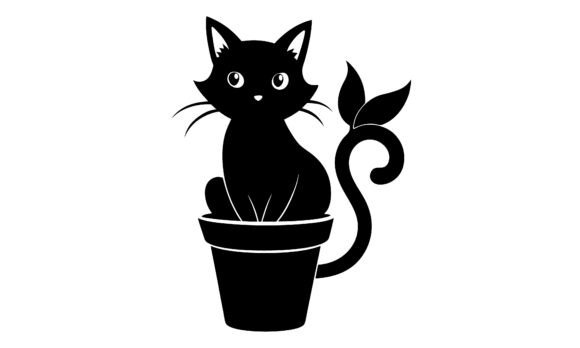 Black Cat in a Plant Pot