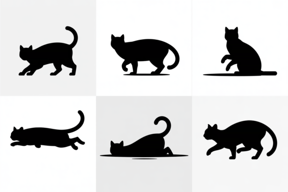 Black Cat in Various Poses