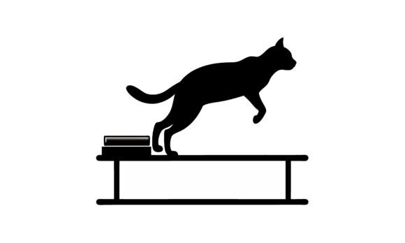 Black Cat Leaping over a Table