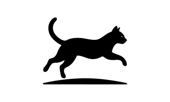 Black Cat Running Silhouette