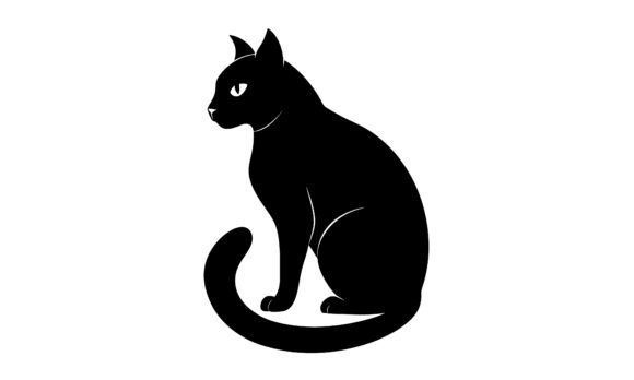 Black Cat Silhouette Sitting