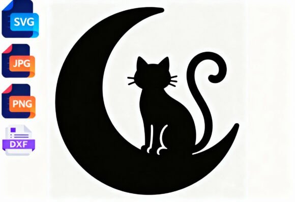 Black Cat Silhouette Sitting on