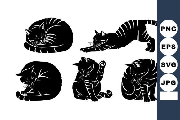Black Cat Silhouette Vector Set