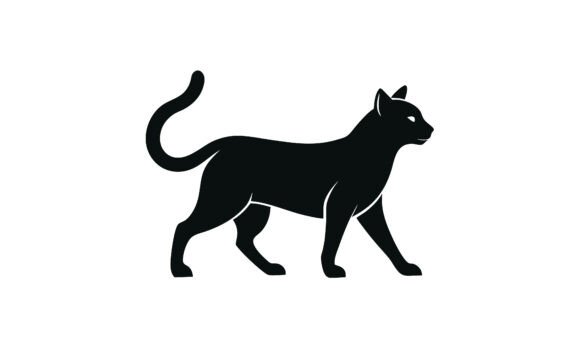 Black Cat Silhouette Walking Forward