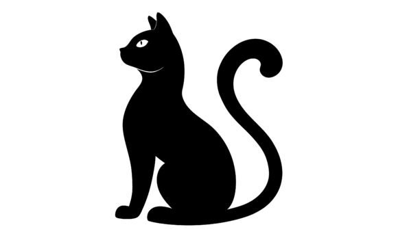 Black Cat Sitting Silhouette