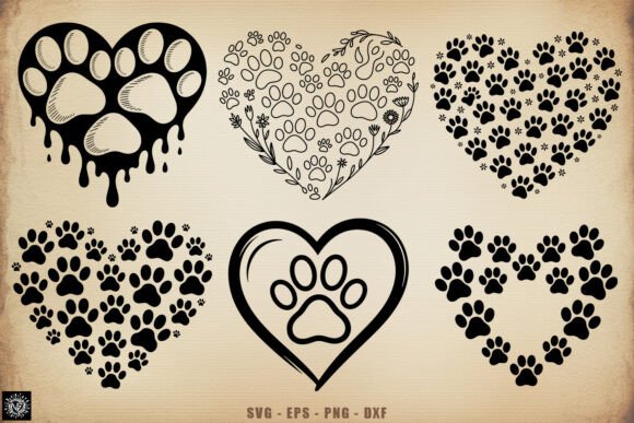 Christmas Paw Heart SVG