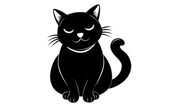Cute Black Cat Sitting Silhouette