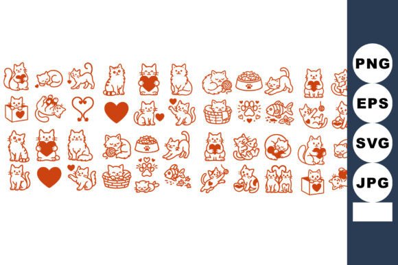 Cute Cat Icon Vector Set