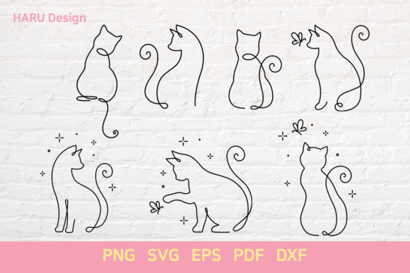 Cute Cat with Butterfly Outline