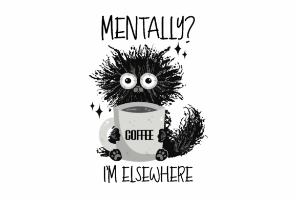 Funny Coffee Cat, Mentally Elsewhere