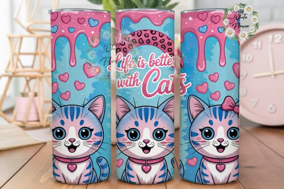 Kawaii Cat Glitter Tumbler Wrap