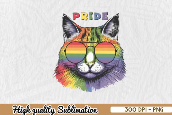 Lgbt Pride Colors Cat Sublimation PNG