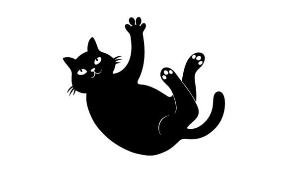 Playful Black Cat Silhouette Upside Down