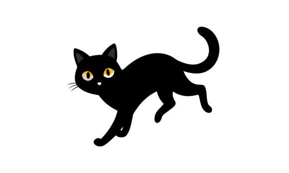 Playful Cartoon Black Cat Illustration