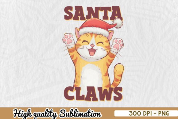 Santa Claws Cat Xmas Sublimation PNG