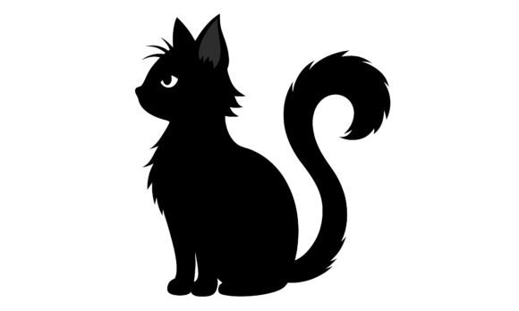 Silhouette of a Black Cat Sitting