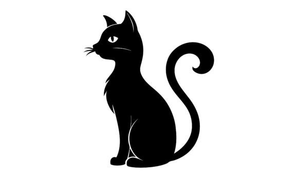 Silhouette of a Graceful Black Cat
