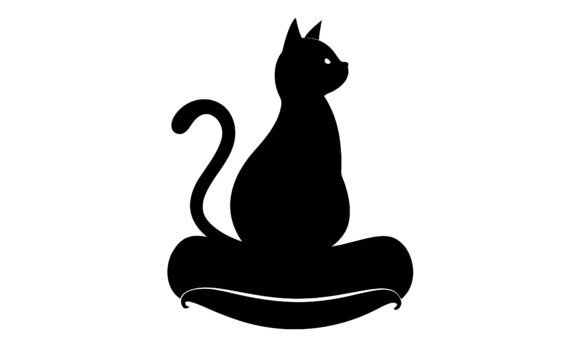 Silhouette of Sitting Cat on Pillow
