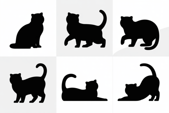 Silhouette Poses of Cat