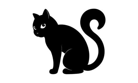 Simple Silhouette of a Black Cat Sitting